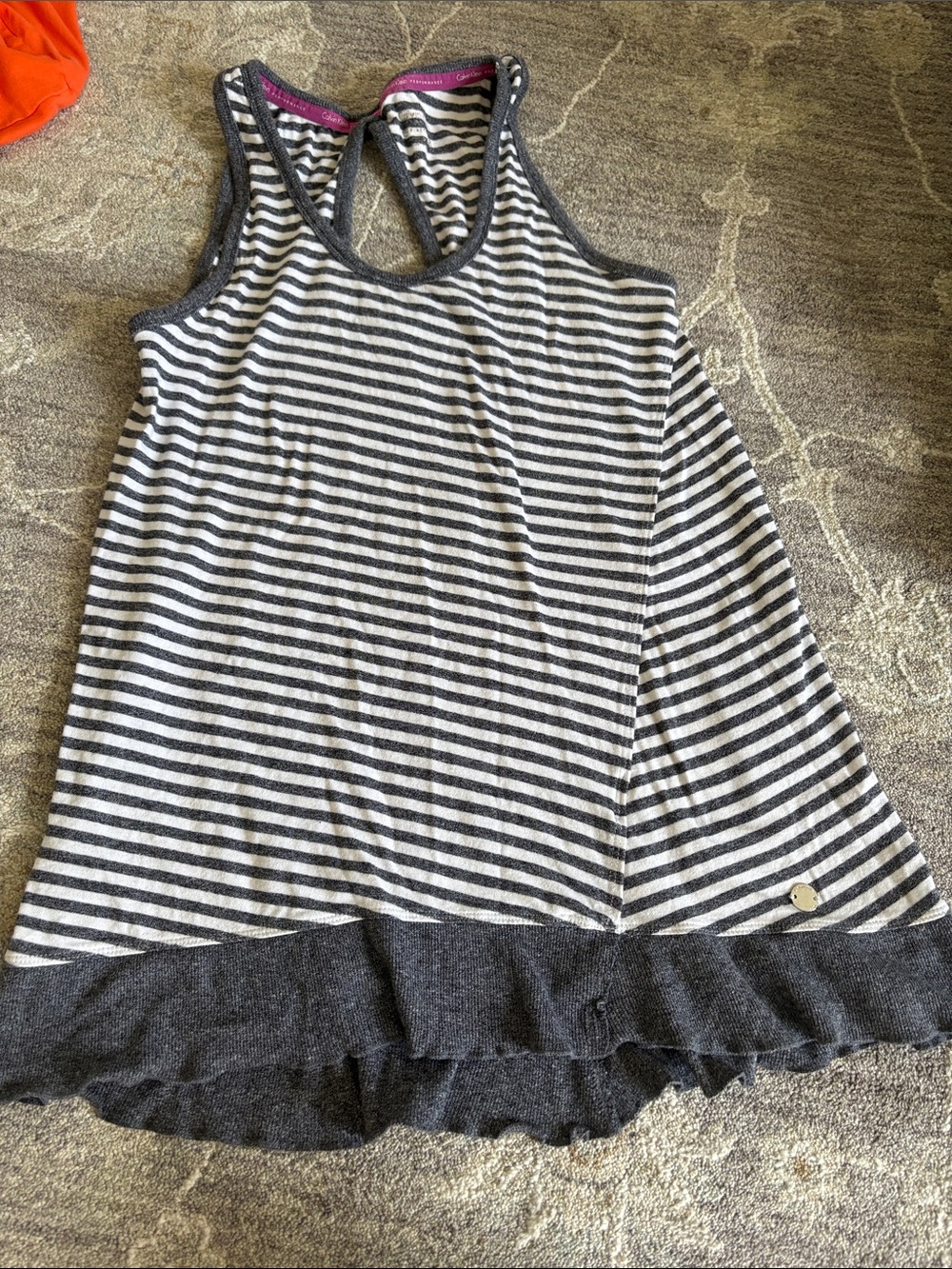 Calvin Klein Black & White Striped Racerback Tank